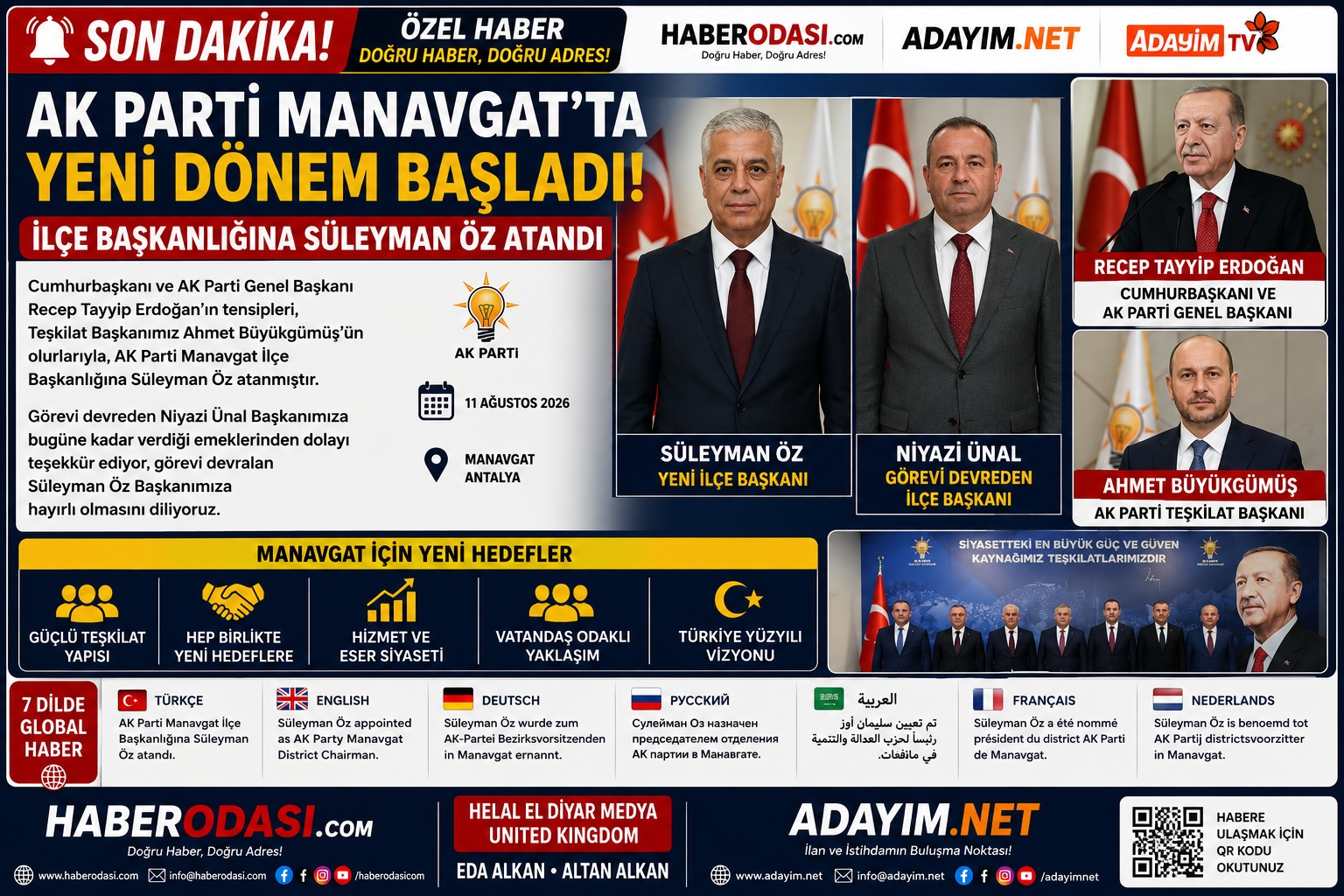 📱 🔴 SON DAKİKA | AK PARTİ MANAVGAT’TA BAYRAK DEĞİŞİMİ  AK Parti Manavgat İlçe Başkanlığına Süleyman Öz atandı.