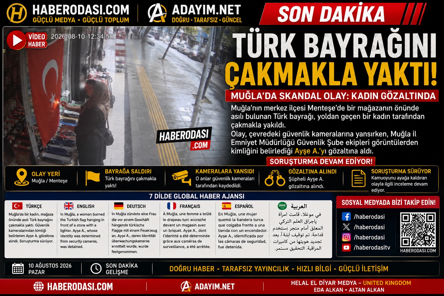 SON DAKİKA | MENTEŞE’DE TÜRK BAYRAĞINI ATEŞE VEREN ŞÜPHELİ GÖZALTINDA