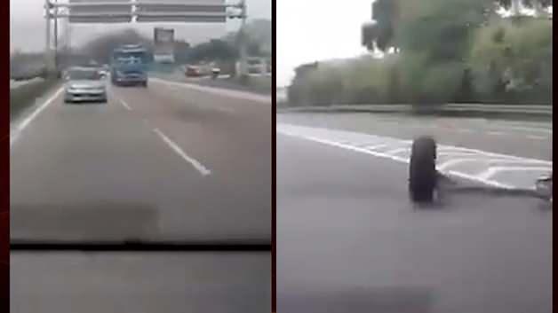 Malezya'da seyir halindeki otomobilin tekerlekleri koptu